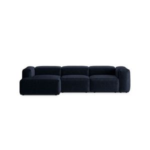 Coltar stanga 3 locuri, Bergamo, Cosmopolitan Design, 304x152x70 cm, catifea chenille raiata, albastru navy imagine