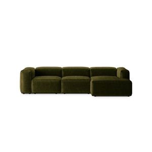 Coltar dreapta 3 locuri, Bergamo, Cosmopolitan Design, 304x152x70 cm, catifea chenille raiata, verde imagine