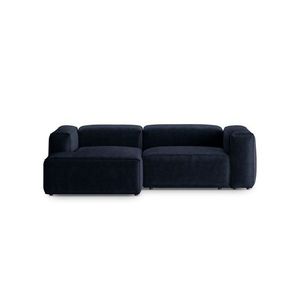 Coltar stanga 2 locuri, Bergamo, Cosmopolitan Design, 244x152x70 cm, catifea chenille raiata, albastru navy imagine