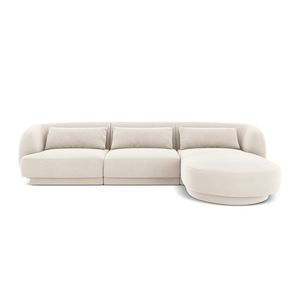 Coltar dreapta 4 locuri, Tulum, Cosmopolitan Design, 255x156x70 cm, catifea, bej deschis imagine