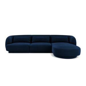 Coltar dreapta 4 locuri, Tulum, Cosmopolitan Design, 255x156x70 cm, catifea, albastru regal imagine