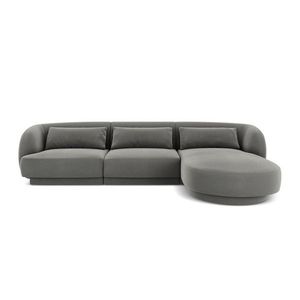 Coltar dreapta 4 locuri, Tulum, Cosmopolitan Design, 255x156x70 cm, catifea, gri deschis imagine