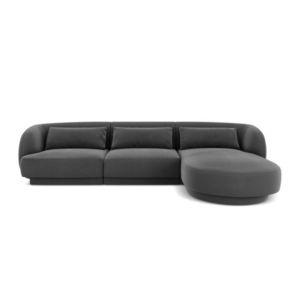 Coltar dreapta 4 locuri, Tulum, Cosmopolitan Design, 255x156x70 cm, catifea, gri imagine