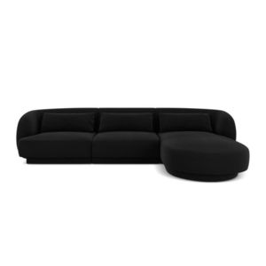 Coltar dreapta 4 locuri, Tulum, Cosmopolitan Design, 255x156x70 cm, catifea, negru imagine