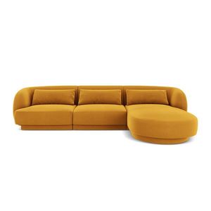 Coltar dreapta 4 locuri, Tulum, Cosmopolitan Design, 255x156x70 cm, catifea, galben imagine