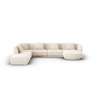 Coltar panoramic stanga 6 locuri, Tulum, Cosmopolitan Design, 330x255x70 cm, tesatura chenille, bej deschis imagine