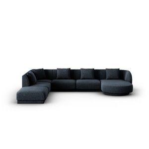 Coltar panoramic stanga 6 locuri, Tulum, Cosmopolitan Design, 330x255x70 cm, tesatura chenille, albastru regal imagine