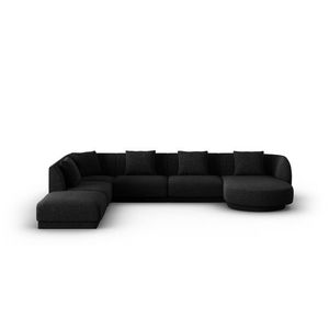 Coltar panoramic stanga 6 locuri, Tulum, Cosmopolitan Design, 330x255x70 cm, tesatura chenille, negru imagine