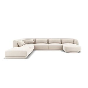 Coltar panoramic stanga 6 locuri, Tulum, Cosmopolitan Design, 330x255x70 cm, catifea, bej deschis imagine