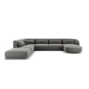 Coltar panoramic stanga 6 locuri, Tulum, Cosmopolitan Design, 330x255x70 cm, catifea, gri deschis imagine