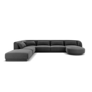 Coltar panoramic stanga 6 locuri, Tulum, Cosmopolitan Design, 330x255x70 cm, catifea, gri imagine