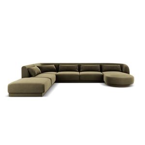 Coltar panoramic stanga 6 locuri, Tulum, Cosmopolitan Design, 330x255x70 cm, catifea, verde imagine