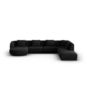 Coltar panoramic dreapta 6 locuri, Tulum, Cosmopolitan Design, 330x255x70 cm, tesatura chenille, negru imagine