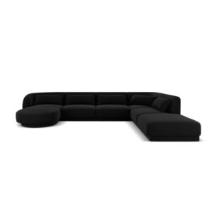 Coltar panoramic dreapta 6 locuri, Tulum, Cosmopolitan Design, 330x255x70 cm, catifea, negru imagine