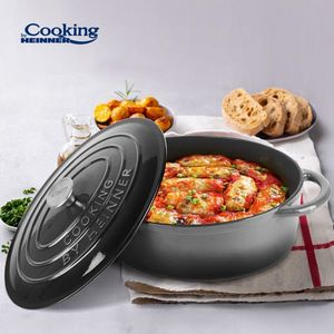 Semioala ovala cu capac Marble Grey, Cooking by Heinner, 37x29x15 cm, fonta emailata, gri imagine