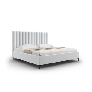 Pat tapitat cu somiera rabatabila si lada depozitare, 180x200 cm, Windsor & Co, Apollo, tesatura structurata, gri deschis imagine