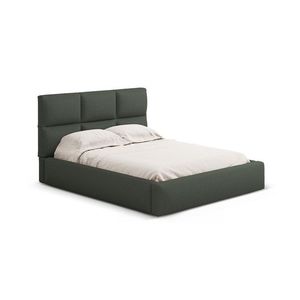 Pat tapitat cu somiera rabatabila si lada depozitare, 160x200 cm, Windsor & Co, Libera, tesatura structurata, verde amazon imagine