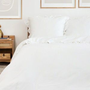 Lenjerie de pat King Size, Selin, Homla, 3 piese, 200x220 cm, bumbac satinat, alb imagine