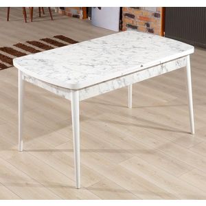 Masa extensibila, Beckley, Carrara, 132x79x76 cm, PAL, Alb/Gri imagine