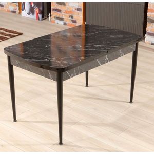 Masa extensibila, Beckley, Trend Bendır, 132x79x76 cm, PAL, Alb/Negru imagine