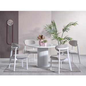 Set masa si 4 scaune, Fairfax, Aqua, MDF , Alb imagine