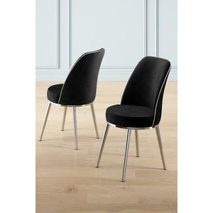 Set scaune 6 piese, Charlotte, Pefa, Metal, Negru / Crom imagine