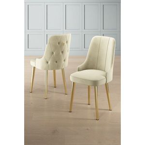 Set scaune 6 piese, Charlotte, Newa, Metal, Crem / Aur imagine