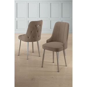 Set scaune 6 piese, Charlotte, Newa, Metal, Cappuccino / Chrome imagine