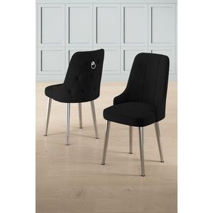 Set scaune 6 piese, Charlotte, Newa, Metal, Negru imagine