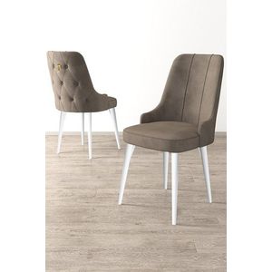 Set scaune 6 piese, Charlotte, Newa, Metal, Cappuccino / Alb imagine