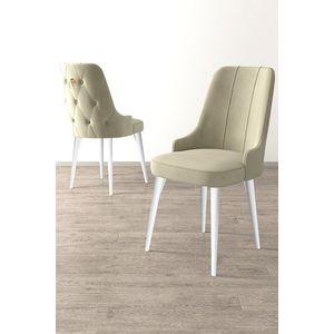 Set scaune 6 piese, Charlotte, Newa, Metal, Crem/Alb imagine