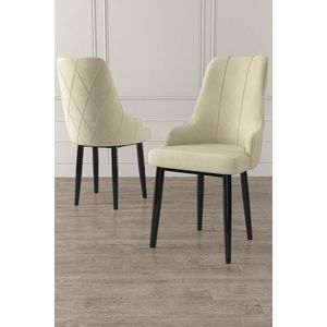 Set scaune 6 piese, Charlotte, Trex, Metal, Crem/Negru imagine