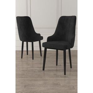 Set scaune 6 piese, Charlotte, Trex, Metal, Negru imagine