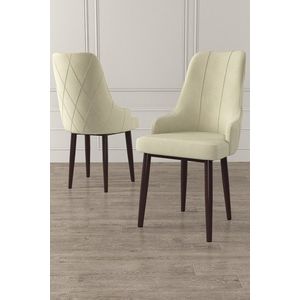 Set scaune 6 piese, Charlotte, Trex, Metal, Crem/Maro imagine