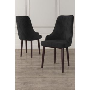 Set scaune 6 piese, Charlotte, Trex, Metal, Negru/Maro imagine