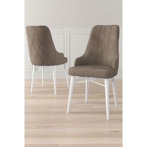 Set scaune 6 piese, Charlotte, Neta, Metal, Cappuccino / Alb imagine