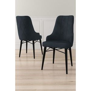 Set scaune 6 piese, Charlotte, Neta, Metal, Antracit / Negru imagine