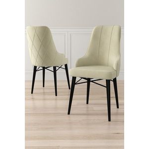 Set scaune 6 piese, Charlotte, Neta, Metal, Crem/Negru imagine