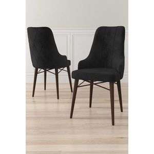 Set scaune 6 piese, Charlotte, Neta, Metal, Negru imagine