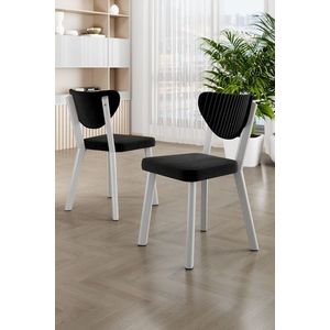 Set scaune 6 piese, Charlotte, Arfe, Metal, Alb/Negru imagine