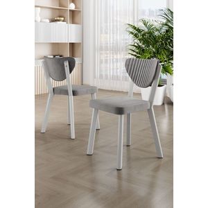 Set scaune 6 piese, Charlotte, Arfe, Metal, Gri/Alb imagine
