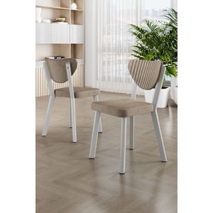 Set scaune 6 piese, Charlotte, Arfe, Metal, Cappuccino / Alb imagine