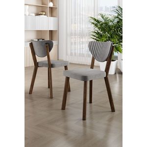 Set scaune 6 piese, Charlotte, Arfe, Metal, Gri/Maro imagine