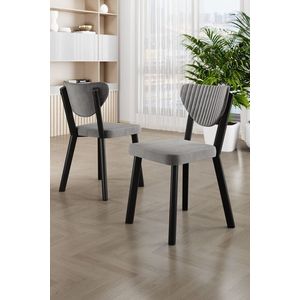 Set scaune 6 piese, Charlotte, Arfe, Metal, Gri/Negru imagine