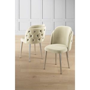 Set scaune 6 piese, Charlotte, Axle, Metal, Crem / Crom imagine
