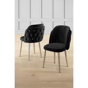 Set scaune 6 piese, Charlotte, Axle, Metal, Negru / Crom imagine