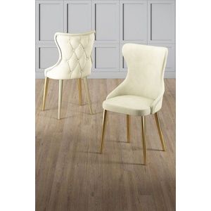 Set scaune 6 piese, Charlotte, Alpa, Metal, Crem / Aur imagine