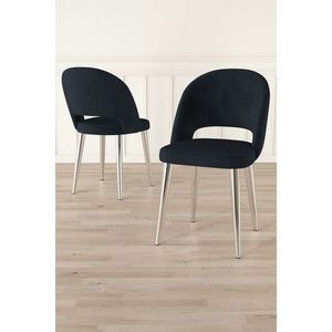 Set scaune 6 piese, Charlotte, Pane, Metal, Antracit / Crom imagine
