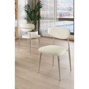 Set scaune 6 piese, Charlotte, Vina, Metal, Crem / Crom imagine