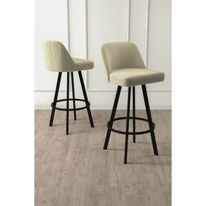 Set scaune de bar 4 piese, Charlotte, Atex, Metal, Crem/Negru imagine